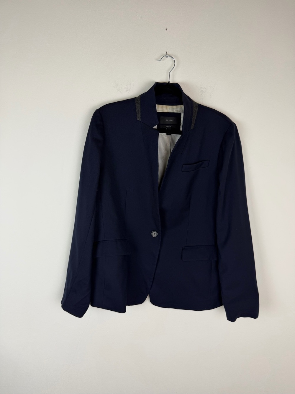 J. Crew Regent Blazer Jacket in Navy Blue Wool Size 16 - Picture 3 of 8